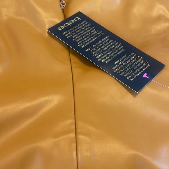 Bebe Carmel RUCHED MIDI VEGAN LEATHER DRESS - Picture 11 of 11